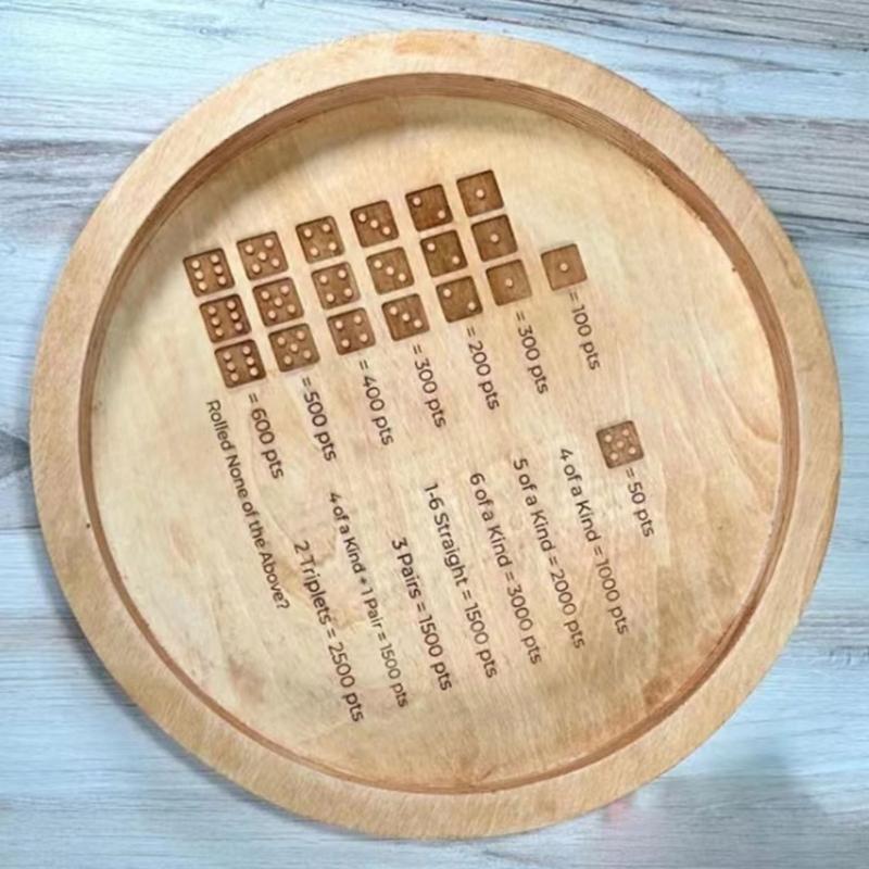 Farkle Game Wood Tray Wood Rolling Tray Small Fun Spots Game Tray Perfect for Social Gatherings Convenient  To Use