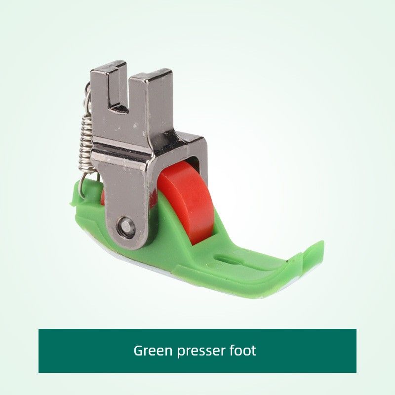 

Flat Car Sewing Machine New Arrival Plastic Narrow Roller Presser Foot Thick Neutral Wheel Presser Foot down Cotton-Padded Coat Leather Presser Foot Green Teflon Roller Foot