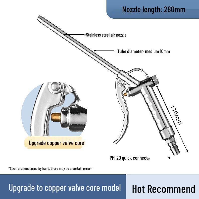 Stainless Steel Leak-Proof Dust Blowing Gun with Long Nozzle and Strong Blowing Force