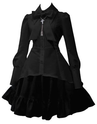WAREN Übergröße Hemd Lolita Mode [TOKYO MARKET] [PureAribon] Kleid, Cosplay, (A/Schwarz, L)
