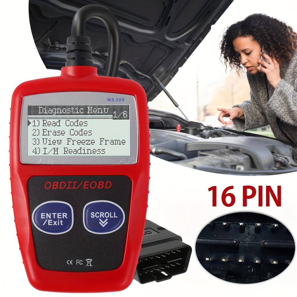 OBDII/E-OBD Car Diagnostic Scanner: Read Codes, Erase Codes, View Freeze Frame, I/M Readiness, and More