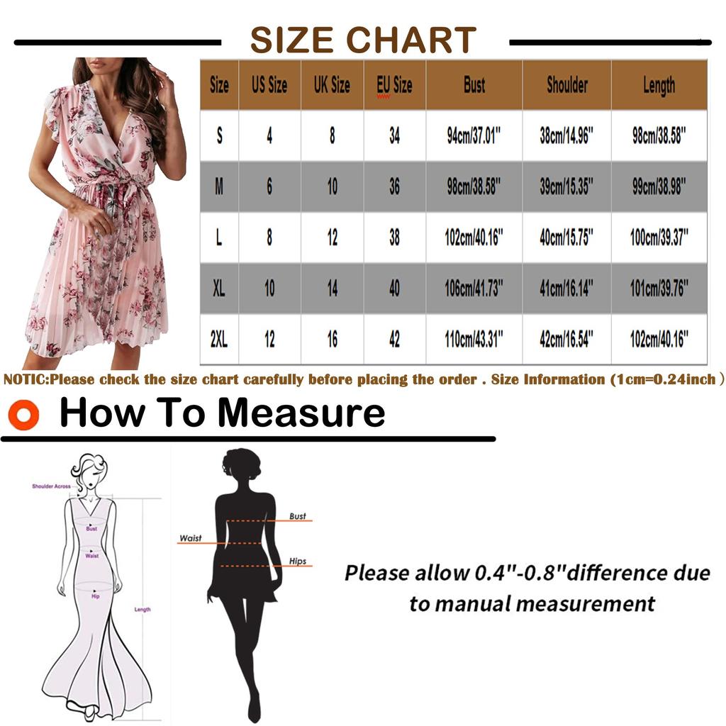 Women's Fashion Slim Sweet Sleeves Waist Floral Pleated Waist Dress