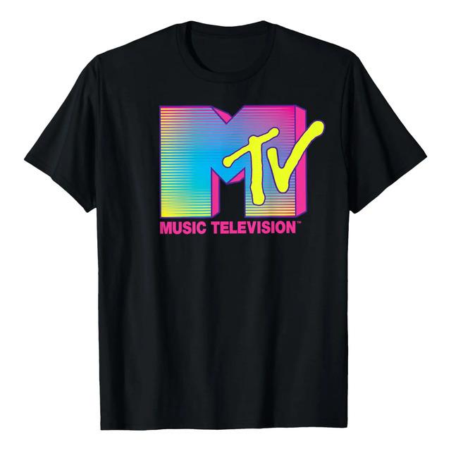 Camiseta De Diseno Retro Con Logo De Mtv Y Colores Fluoresce L