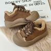 Girls Cotton Shoes 2025 Winter New Children's Warm Board Shoes Boys Retro Velvet Thickened Velcro Casual Shoes