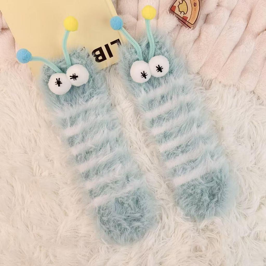 Women's Mink Fleece Mid-Tube Winter Floor Socks - Thick, Warm, and Cozy for Home and Sleep