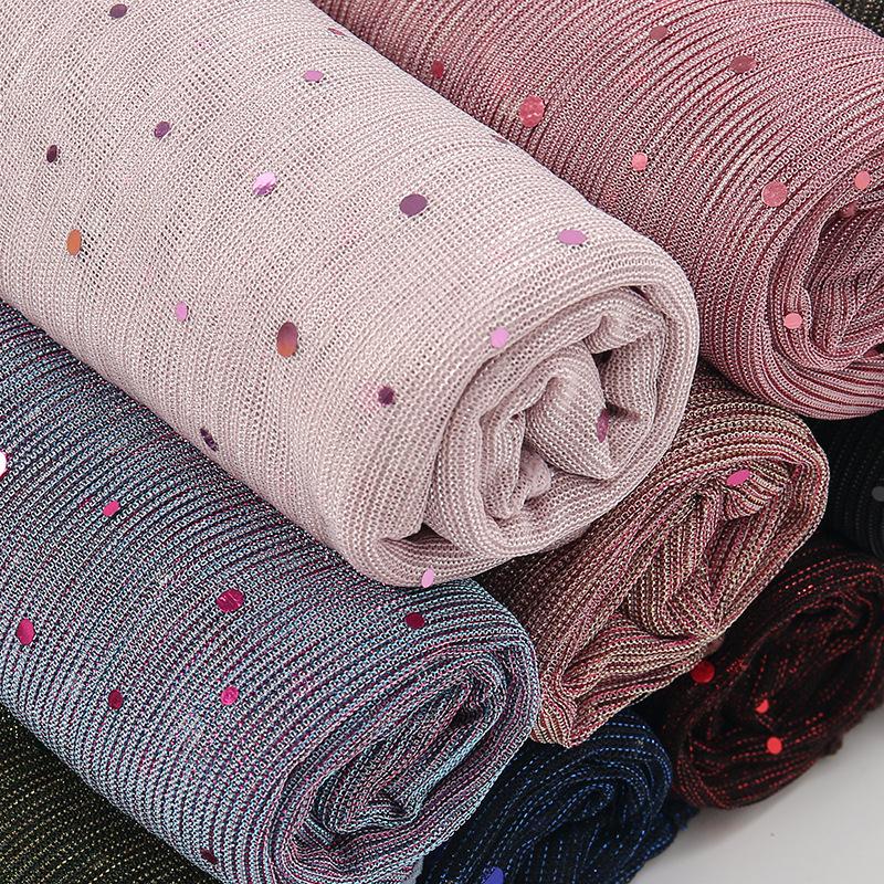 New Sequin Gold Silver Thread Women Scarf Girls Summer Solid Sunscreen Thin Scarves Soft Foulard Shawl Casual Female Wrap Shawls