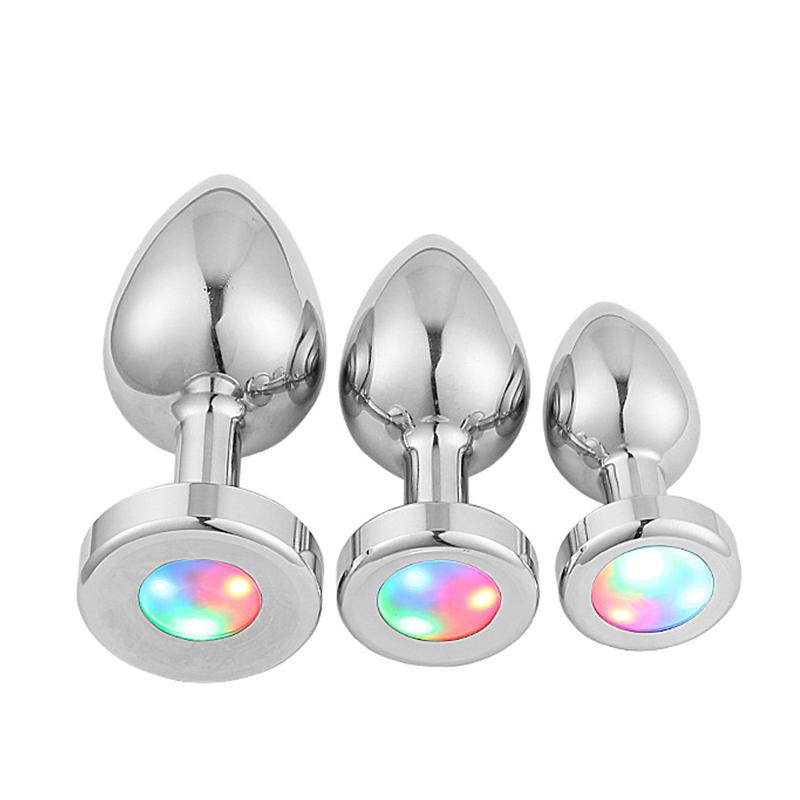 LED Light Anal Plug Stainless Steel Butt Plug Prostate Massage Sex Toys For Women Men Gay Adult Toys BDSM Anal Butt Plug
