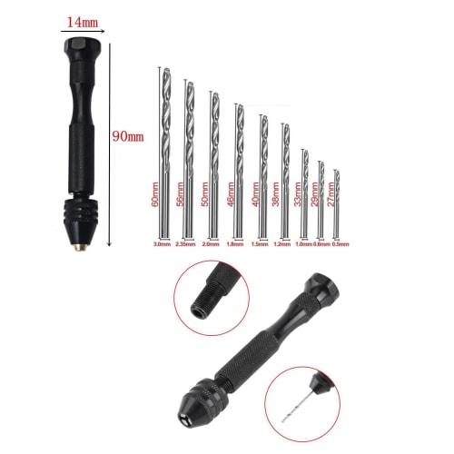 Mirhua Hand Drill, Hand Pin Vise, Small Hand, 26 Sets, Drill Bits 0.5mm-3mm, Manual, No Power Required, Noiseless, Drilling Tool, Small, Precision, DI