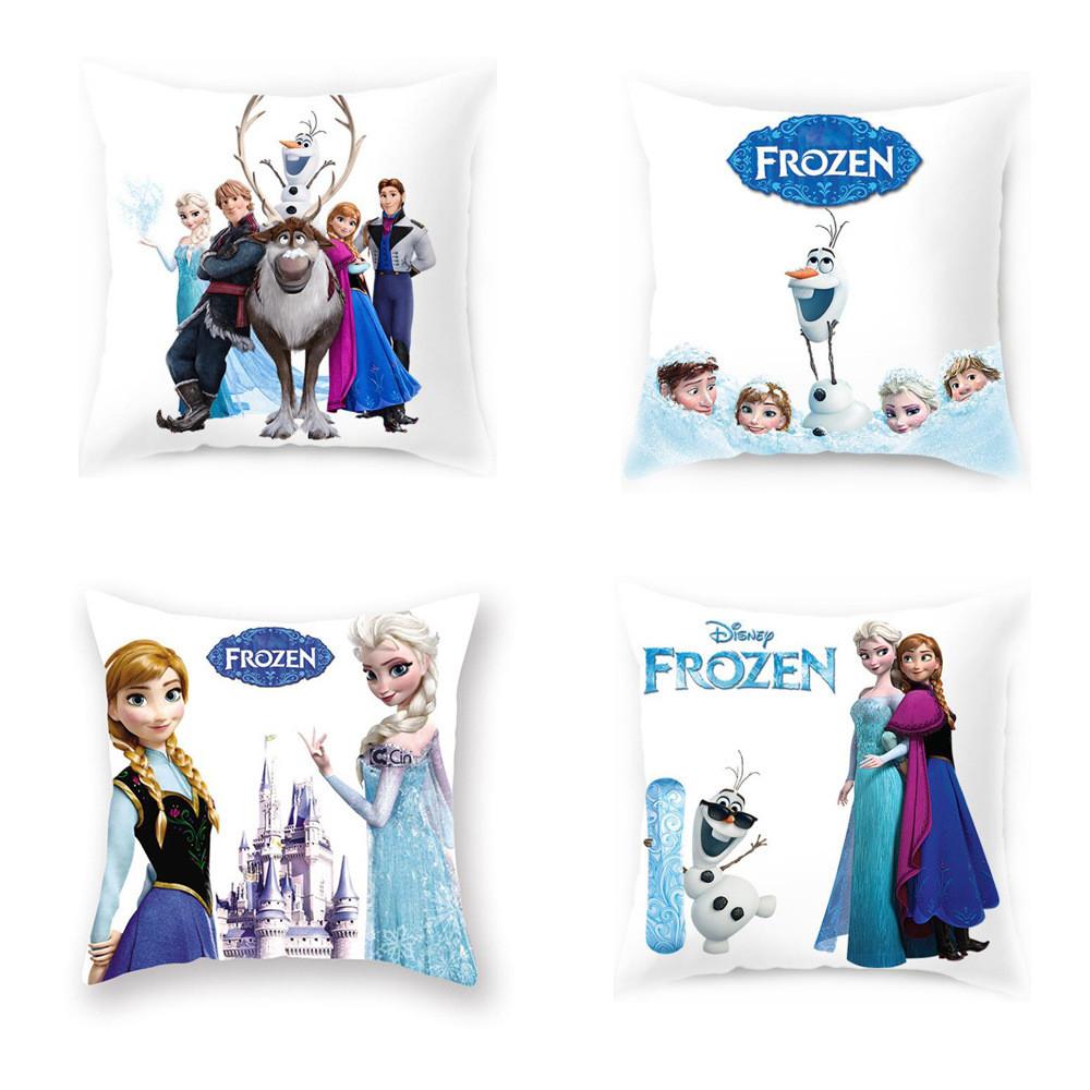 The Frozen Snow Queen Cartoon Cushion Cover Linen Material Cozy Spaces Home
