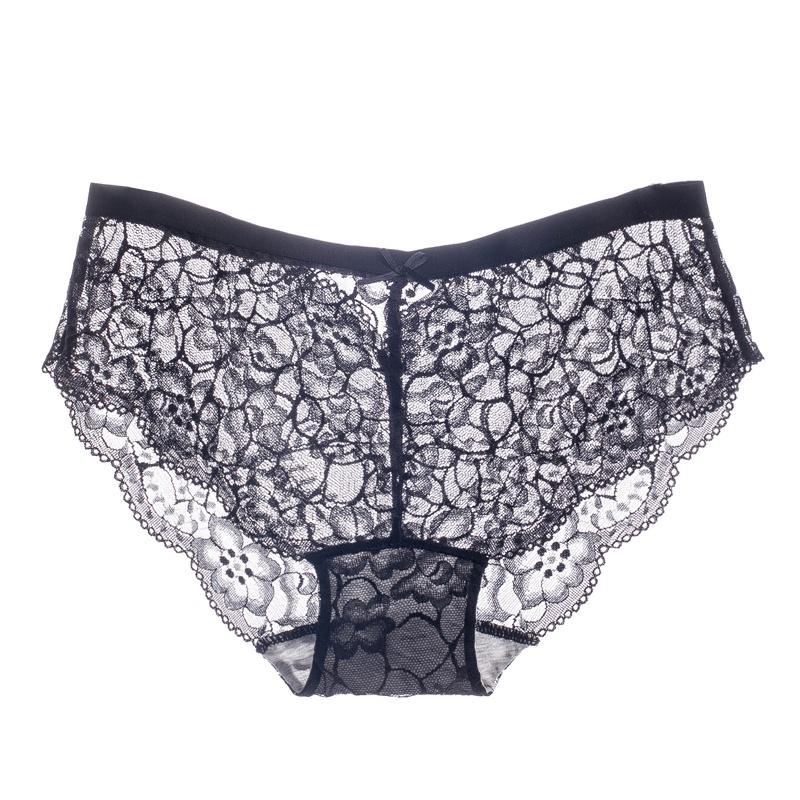 Buy Middle Waist Sexy Hollow Out Lace Panties Transparent Gauze Ultra ...