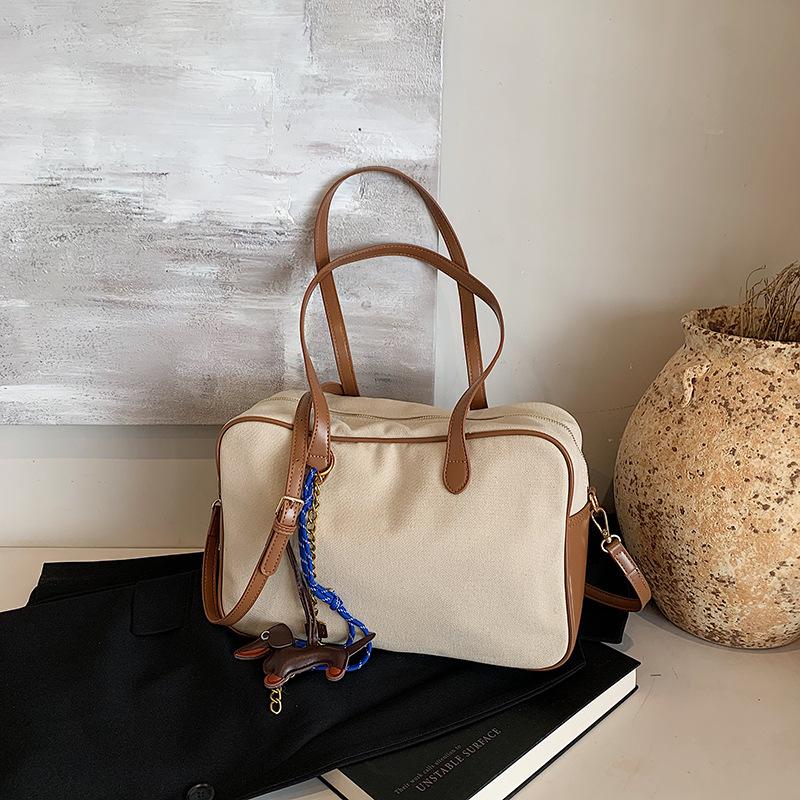 

Корейская версия холщовой сумки в стиле кэжуал, ins, высококлассная сумка под мышкой, новая простая сумка-тоут, сумка-мессенджер, портфель, 2025 коричневый