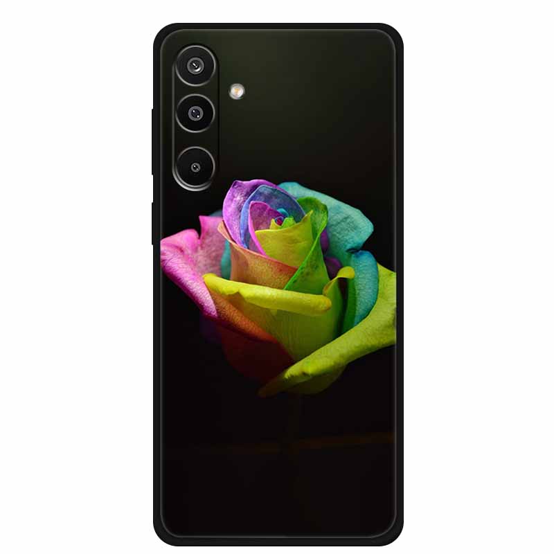 For Samsung Galaxy A36 5G Case Flowers Printed Silicone Phone Cases Cover for Samsung A26 5G TPU Shells A 26 36 Black TPU Coques