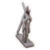 3D Printed Religious Cross Man Ornaments, Compact Imitation Stone Man Carrying Cross Figurine, Decorative Christian Statue for Home Desk And Bedside