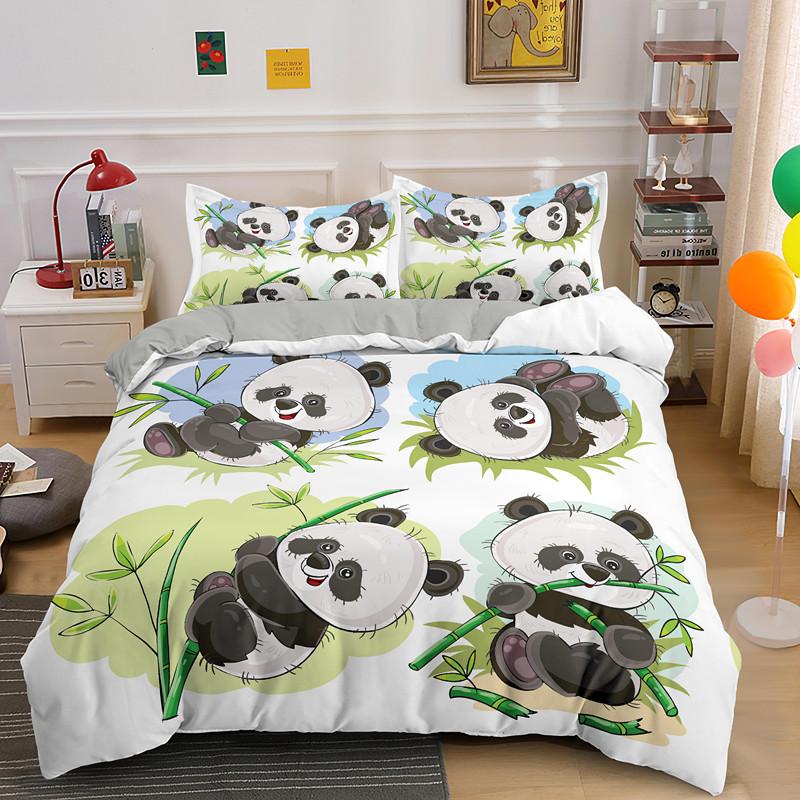 Cartoon Panda 3D Bedding Set Printed Cute Animal Duvet Cover Sets Single Full Queen King Size Bed Clothes For Adult Kids Gifts