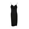 Women Chain Strap Solid Color Sexy Cut Out Thigh High Split Party Dress Elegant Bodycon Clubwear Evening Gown