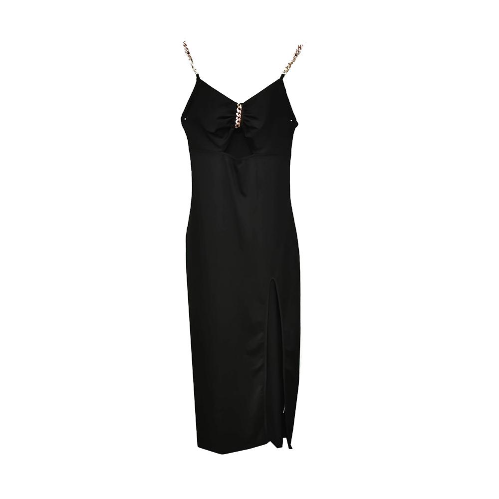 Dámské elegantní šaty s ramínky a páskem, jednobarevné, sexy, do stehen, s rozparkem, elegantní, přiléhavé, klubové, večerní šaty