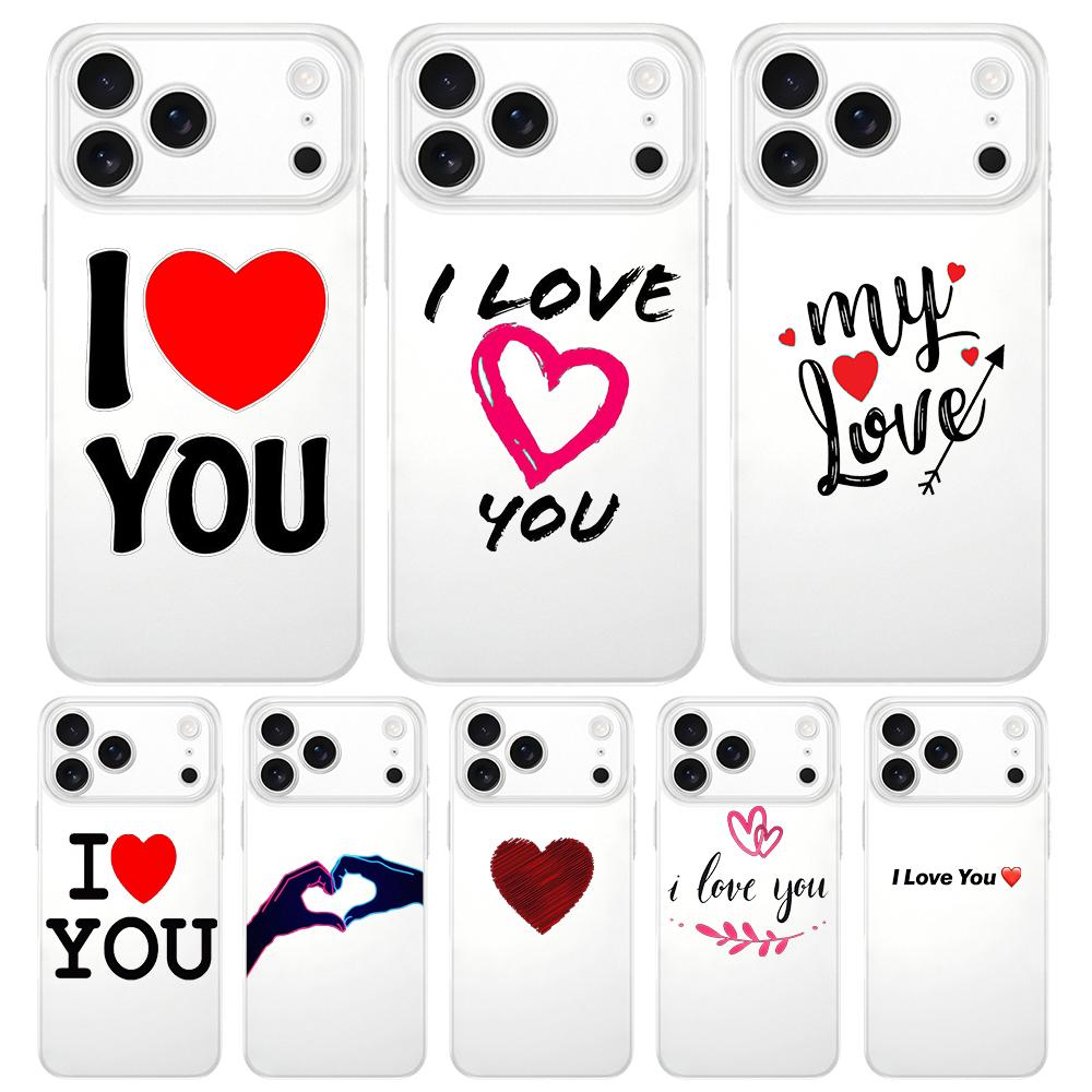 I Love You Pink Heart Soft Clear TPU Phone Case For iPhone 17 Air 16E 16 11 15 14 Pro MAX 12 13 7 8 Plus SE Easter Cover