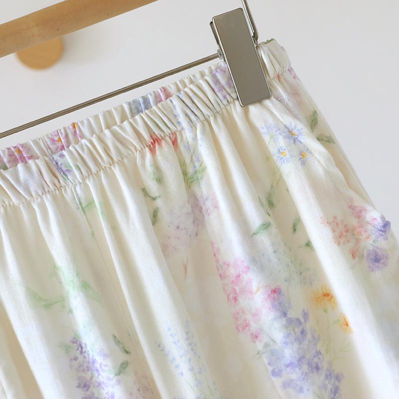 Damen Pyjama-Set aus reiner Baumwolle - Süßer chinesischer Stil, Langarm & Hose, mit Seitentaschen, Lockerer Schnitt für Frühling, Sommer und Herbst.