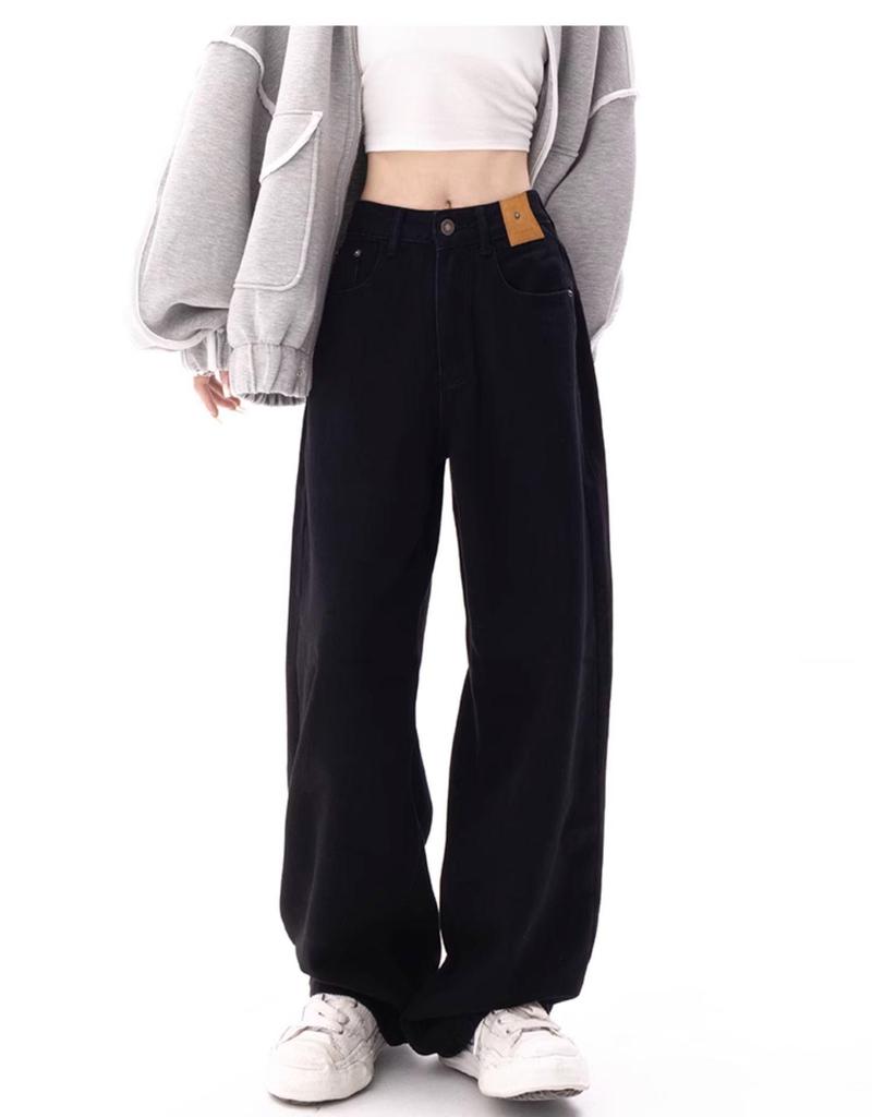 American Black Plus Size High Waist Wide Leg Jeans for Women