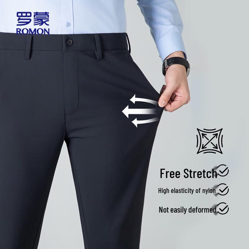 ROMON Men's Straight-Leg Casual Business Trousers