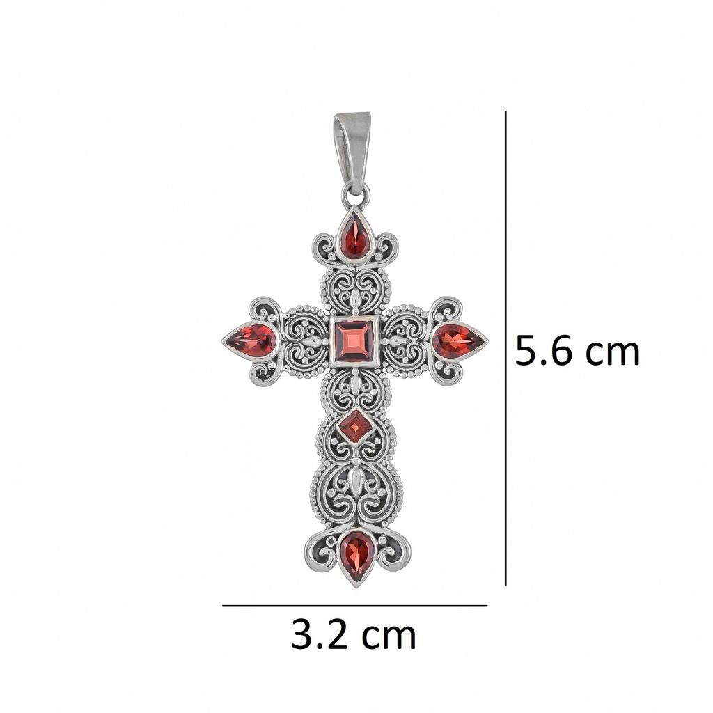 Granat Edelstein einzigartiger Kreuzanhänger 925 Sterlingsilber Schmuck zivori Halskette Anhänger Rotes Kreuz SSP250
