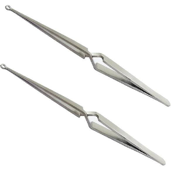 2PCS Lock Pin Tumbler Tweezers Stainless Steel Locksmith Tool Wire Holding Tweezers for Pinning & Rekeying Kit Lock Tradesman Tweezers