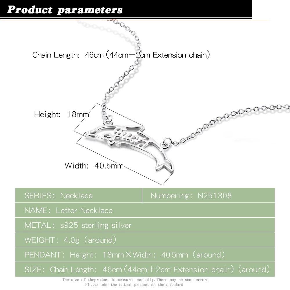 Creative 925 Silver Necklace For Woman's Charm Dolphin Pendant Necklace Sterling Silver Chain Minimalism Birthday Gift Jewelry