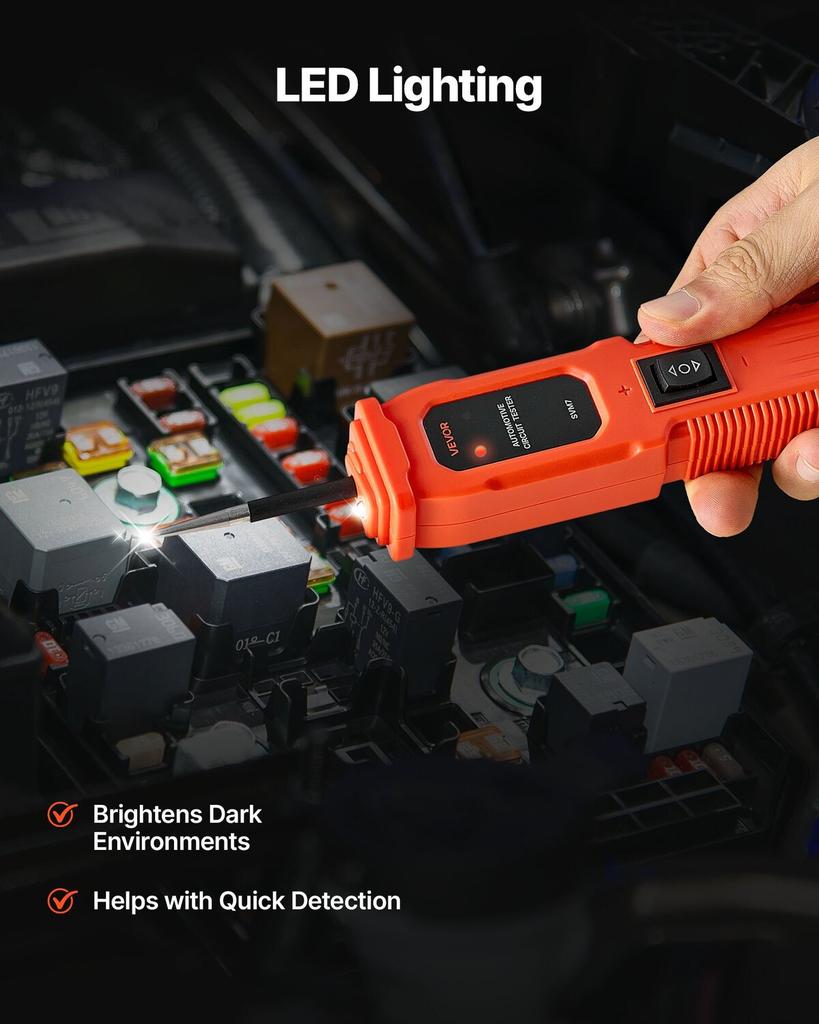 Automotive Circuit Tester, 6 - 36 DCV Power Circuit Probe Tester with Lighting, Automotive Power Tester Probe with 13 ft / 4 m Cable, ABS Shell Wire