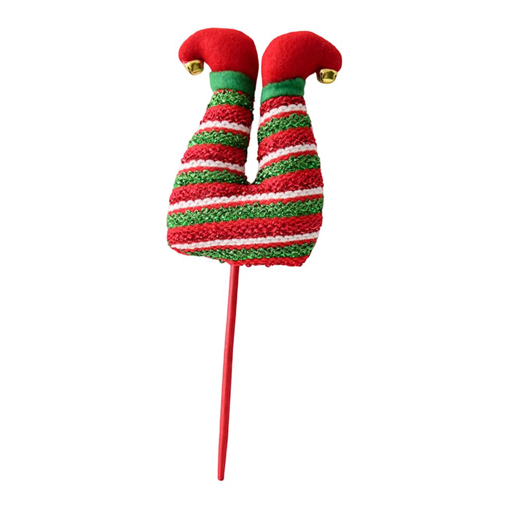 Christmas Leg Picks Glitter Stuffed Feet Christmas Tree Topper Inverted Santa Leg Hip Decoration Vase Filler Centerpiece Seasonal Party Home Decor