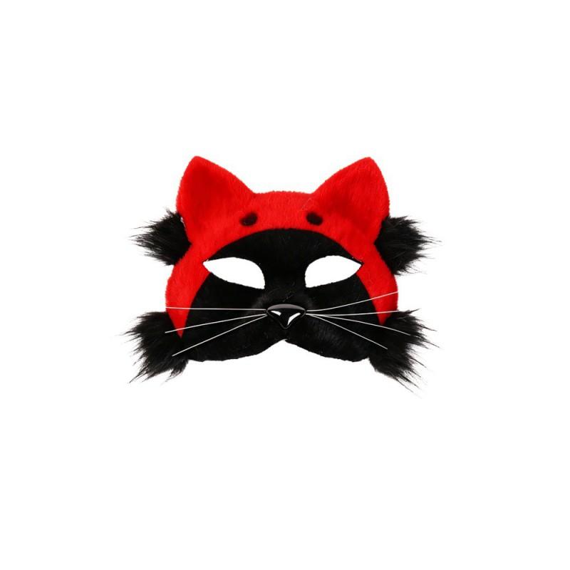 Plush Cat Face Mask Halloween Costume Party Cosplay Animal Fox Theme Accessory Set