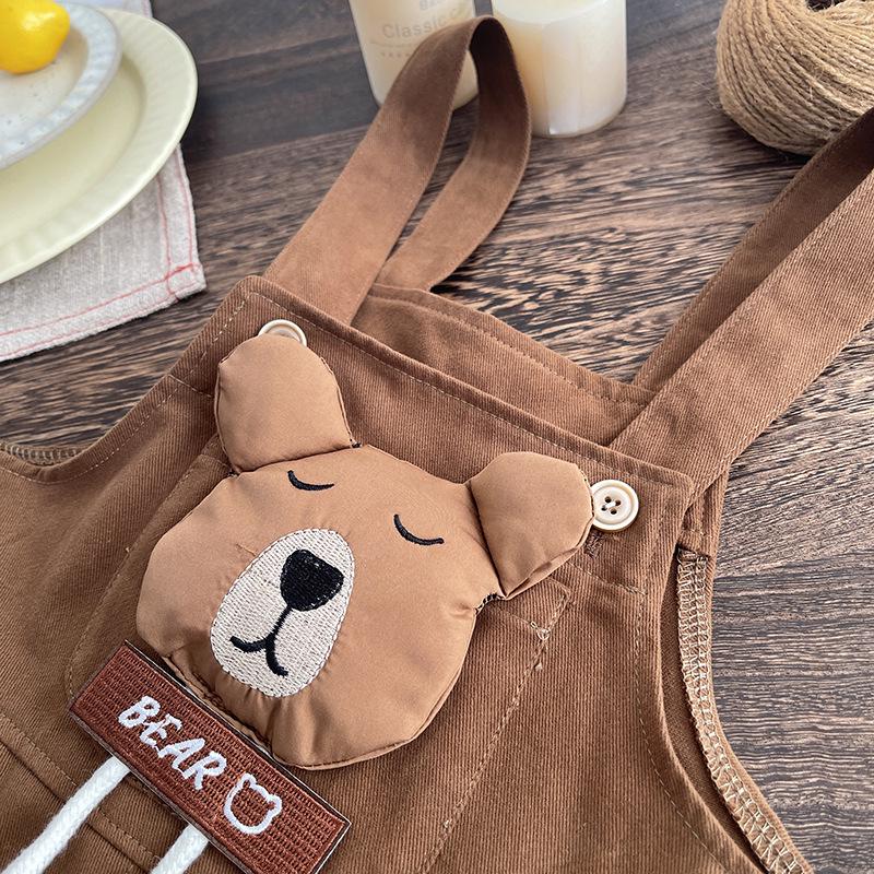 Spring Boys' Cartoon Overalls Set: Long-Sleeved, Two-Piece Infant & Toddler Outfit