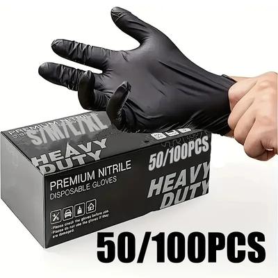 100/50PCS Black Nitrile Disposable Gloves Waterproof Disposable Cleaning Hairdressing Gloves Suitable Pet Care Tattoo Cleaning