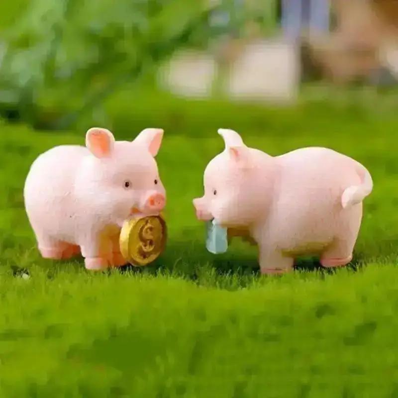 Niedliche Mini-Schweine, 5 Baby-Schweine, Figur, Harz-Ornamente, Miniatur-Modell, Tierstatue, Bonsai-Dekoration, Kawaii-Zimmer-Zubehör