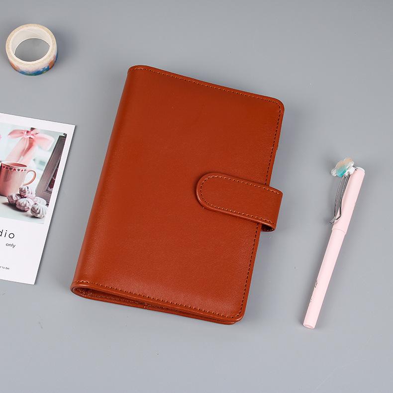 Korean Heart Macaron A5/A6 Ring Binder Notebook - PU Journal with 6-Hole Design