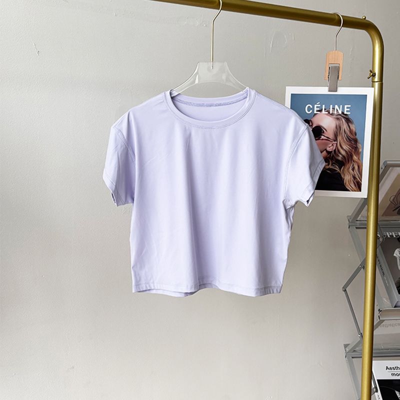 Lu Same Sports T-shirt Women's Short Summer Thin Quick-Drying Loose Breathable Outdoor Sports Yoga T-shirt Workout Clothes