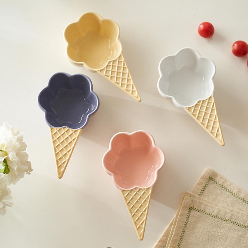 3.5 Inch Ceramic Seasoning Dish Chinese New Household Ice Cream Shape Hot Pot Sauce Dishes High Aesthetic Creative Small Bowl