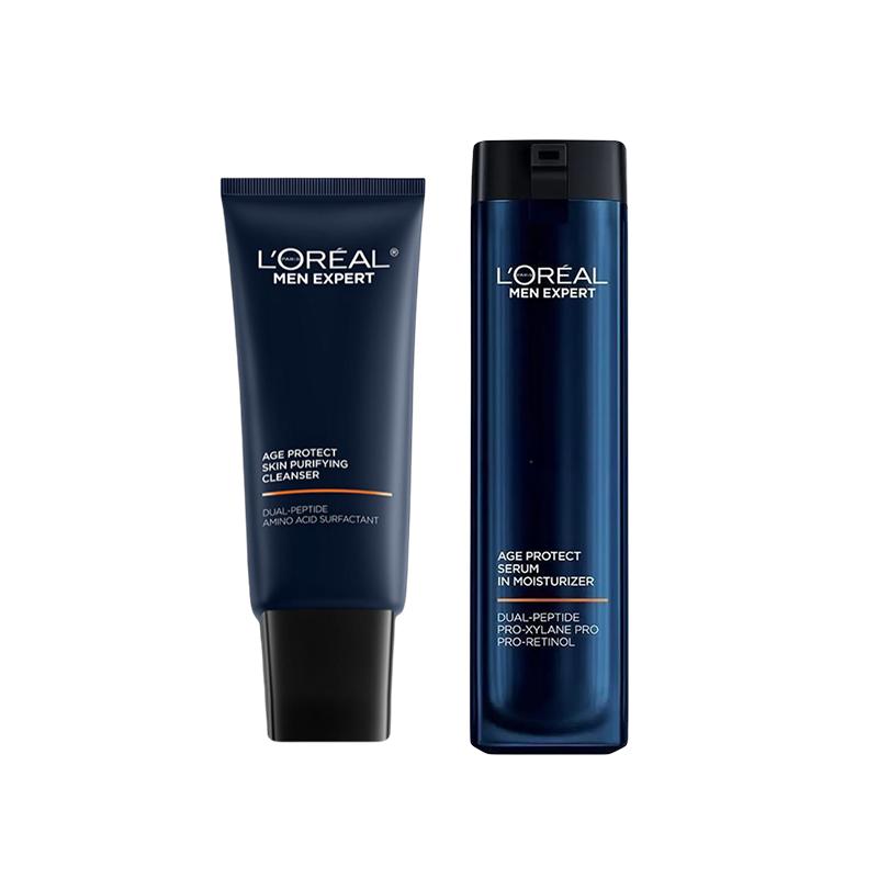 Loreal Paris Men's Hydrating and Youth Muscle Series Mens Skin Care Set - Two-piece Set Youth Muscle Cleanser 130ml Youth Muscle Essence 50ml