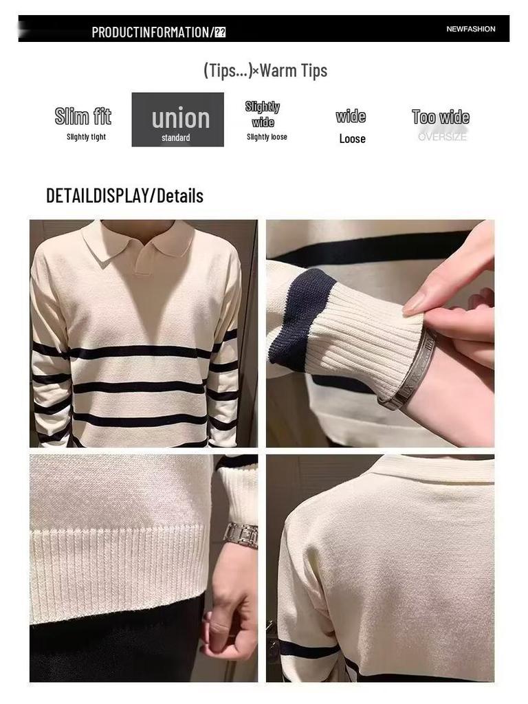 Men's Slim Lapel Knitwear: Versatile Casual Sweater for Spring and Autumn
