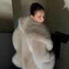Women's Eco-Friendly Faux Fox Fur Lapel Coat - Short, Loose Fit for Winter 2025.