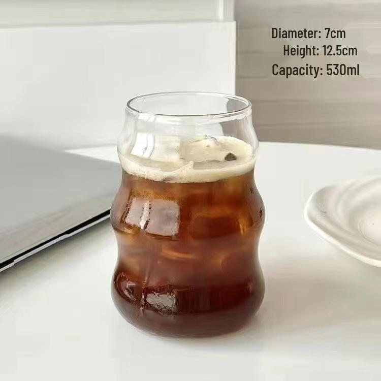 High Borosilicate Glass Vertical Stripe Heat-Resistant Cloud Cup - Transparent, Thickened, Single-Layer Design for Household Use.