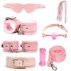 7pcs/set PU Leather SM Bondage Set Sex Handcuffs Footcuffs Whip Rope Eye Blindfold Adult Games Erotic Toys Couples Products Shop
