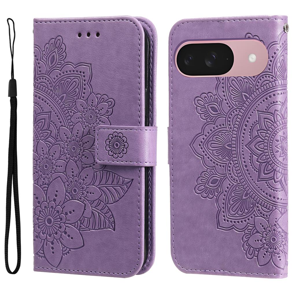 Für Google Pixel 9a Hülle Blumenmuster PU Leder Brieftasche Ständer Handyhülle