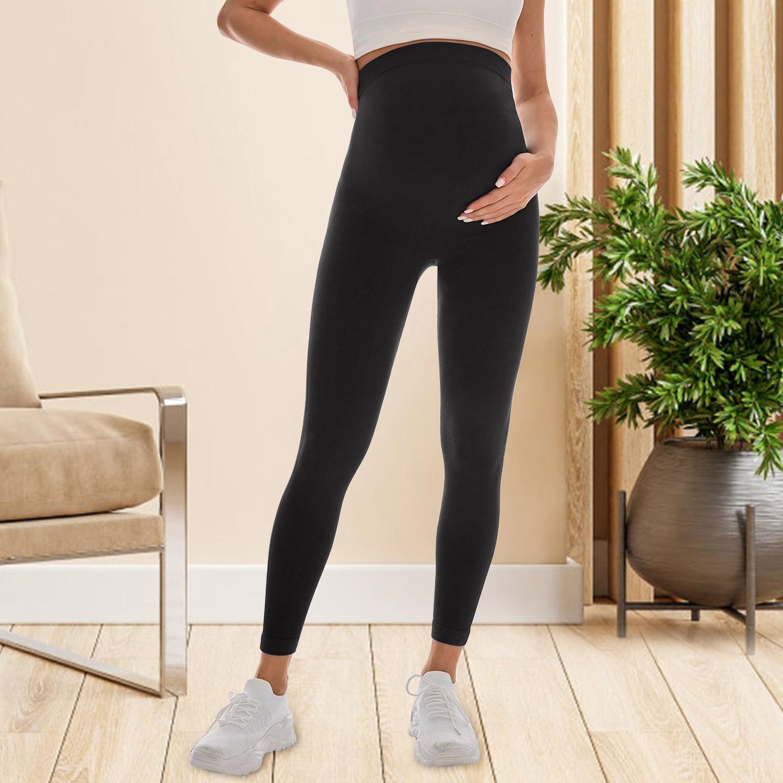 

Беременные женщины в спортивных и повседневных леггинсах с облегающей посадкой и бесшовных штанах для йоги L чёрный