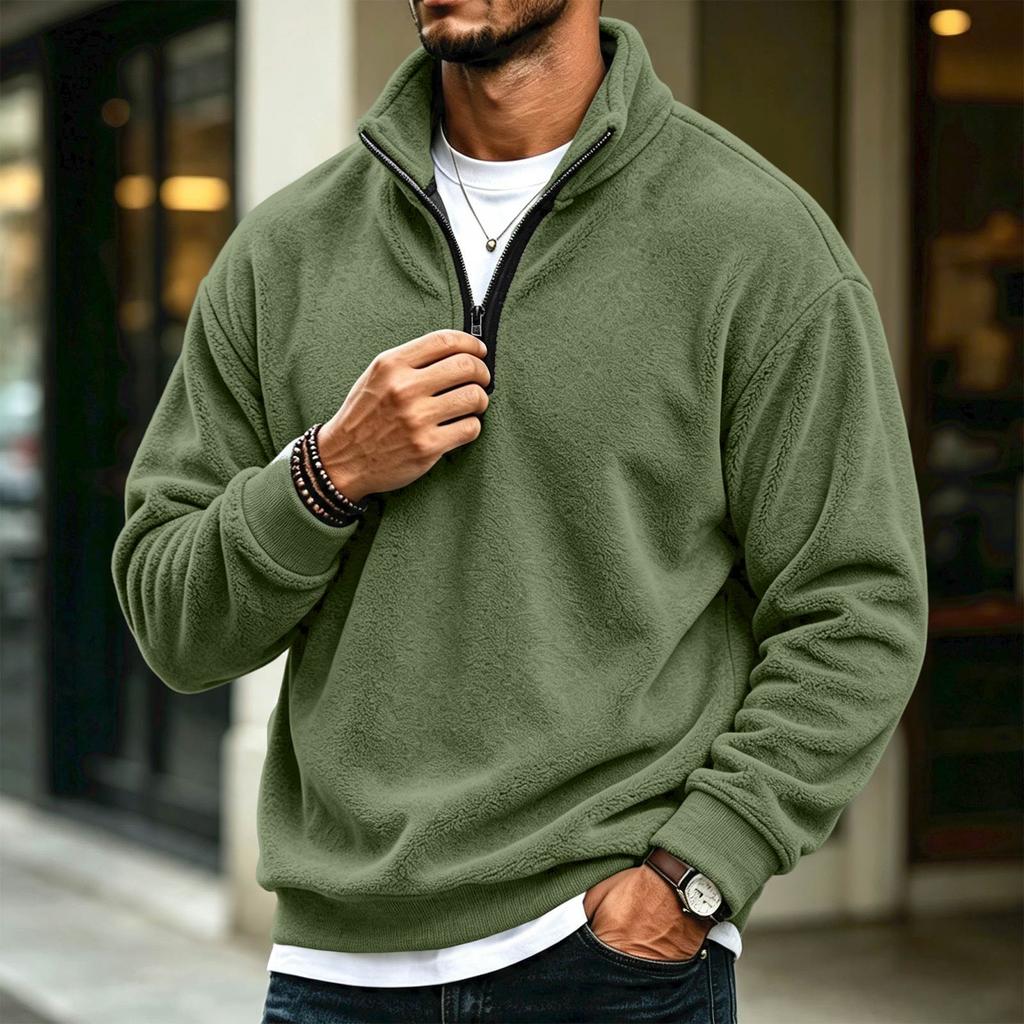 Men's Casual Quarter-Zip Long Sleeve Sweatshirt