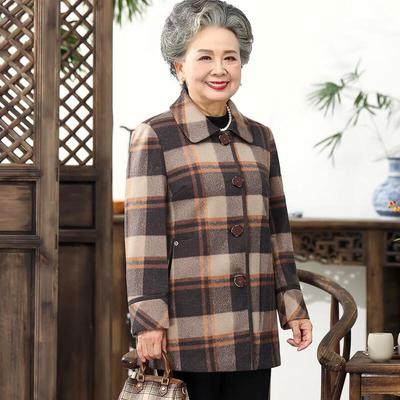 Manteau mi-long à carreaux en mélange de laine pour femme