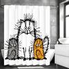 Messy Scribble Kitten Shower Curtain, Bathroom Decorative Shower Curtain, Waterproof Shower Curtain with Hooks