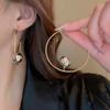 Exaggerated Metal Big Circle Earrings For Women Female Classic Simple Beaded C Shape Round Hoop Earrings Smooth Ear Cuff Jewelry