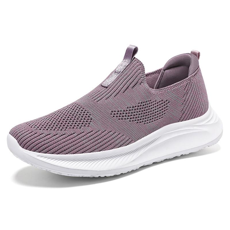 Shoes Women's casual shoes Middle-aged and elderly mother shoes Flying woven mesh breathable single shoes One pedal Lazy shoes Versatile women's shoes