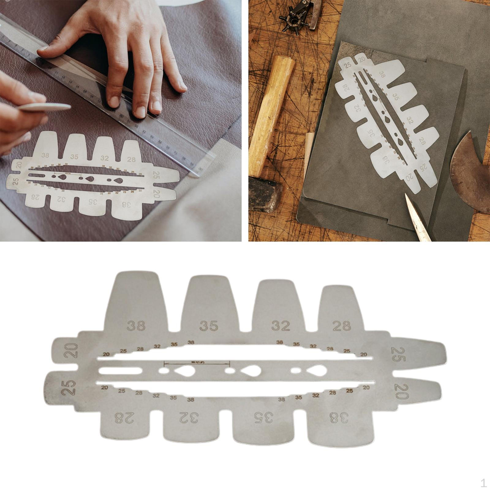 

Линейка для позиционирования кожаного ремня. Концевые шаблоны. Вспомогательный дырокол. Инструменты для определения расстояния между отверстиями. Резка.