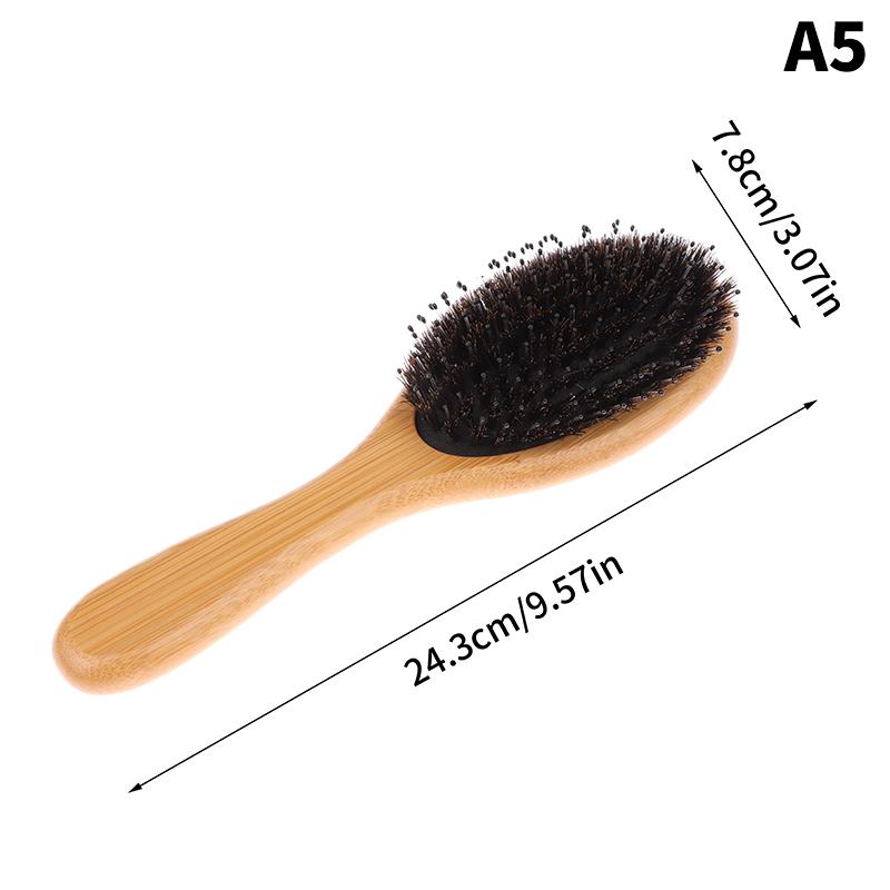 

Натуральная щетина кабана Овальная щетка для волос Головка расчески Массаж кожи головы Деревянная ручка